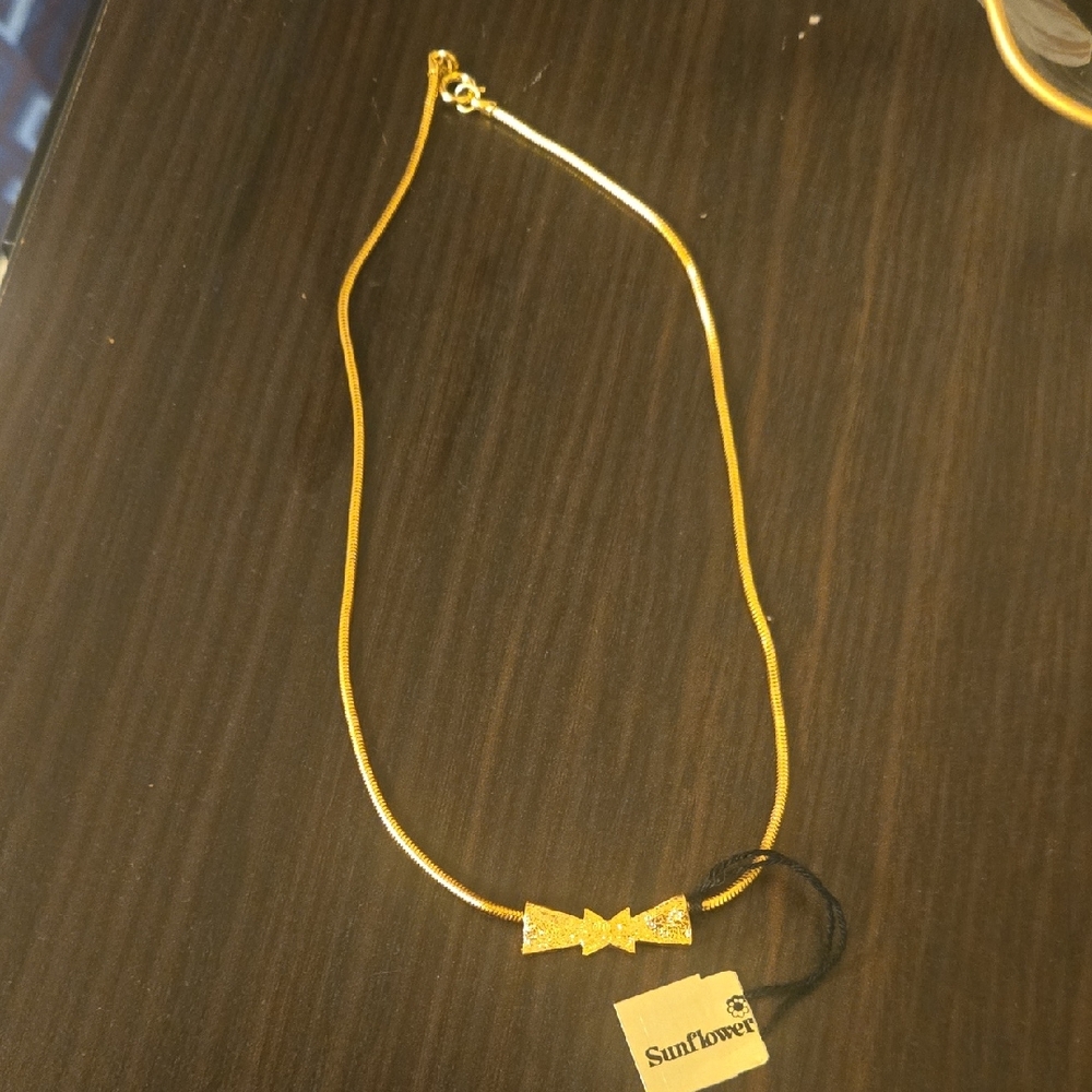 Sunflower Gold Necklace with Bow Pendant